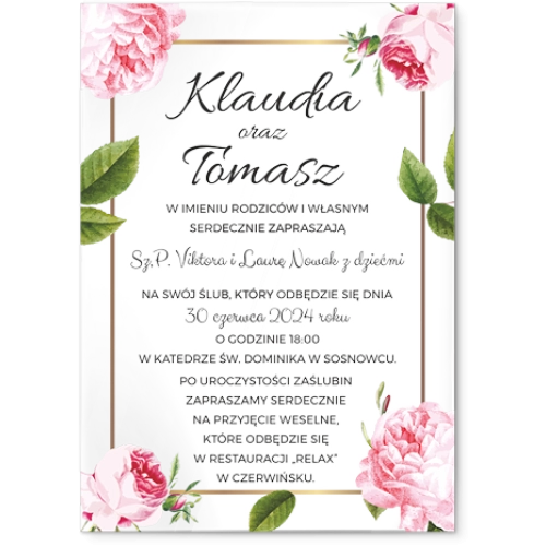 Zaproszenia ślubne Dream- Akrylowe Motyw 2