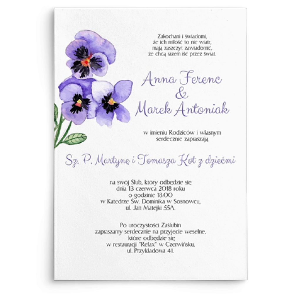 Zaproszenia ślubne Sweet Love - Motyw 3