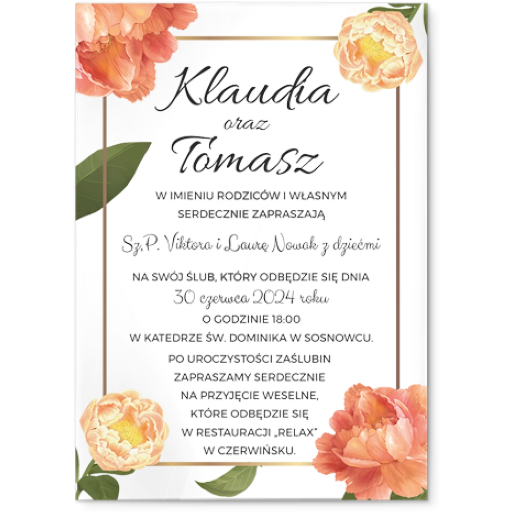 Zaproszenia ślubne Dream- Akrylowe Motyw 5