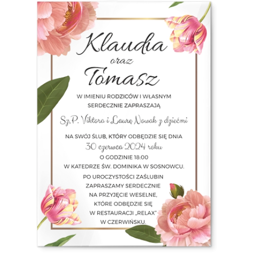 Zaproszenia ślubne Dream- Akrylowe Motyw 6