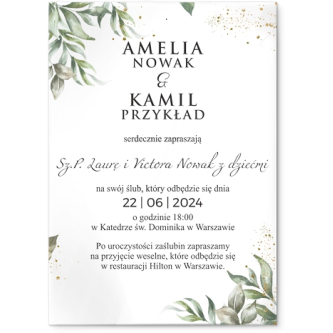 Zaproszenia ślubne Leaves- Akrylowe Motyw 1