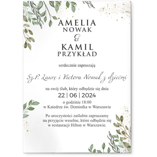 Zaproszenia ślubne Leaves- Akrylowe Motyw 3