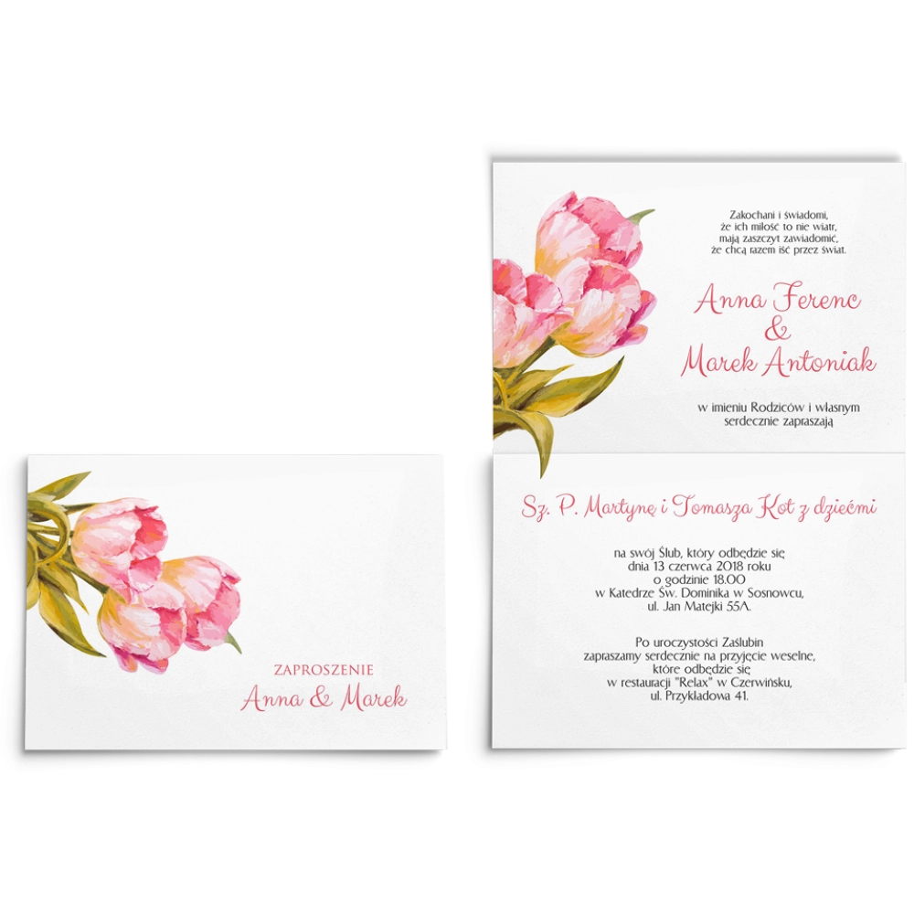 Zaproszenia ślubne Sweet Love - Składane Motyw 4