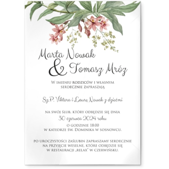 Zaproszenia ślubne Liście - Akrylowe Motyw 2