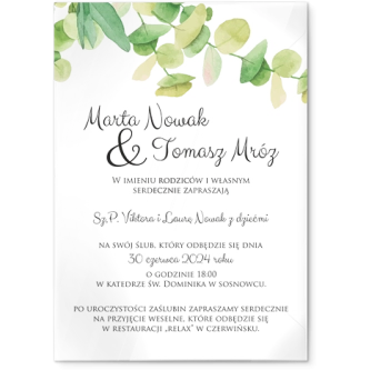 Zaproszenia ślubne Liście - Akrylowe Motyw 4