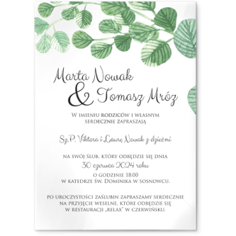 Zaproszenia ślubne Liście - Akrylowe Motyw 5