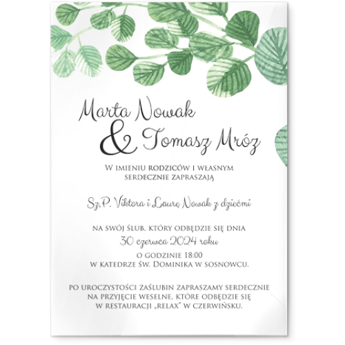 Zaproszenia ślubne Liście - Akrylowe Motyw 5