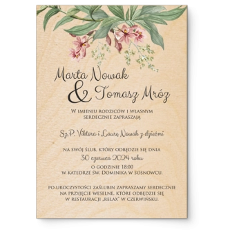 Zaproszenia ślubne Liście - Drewniane Motyw 2