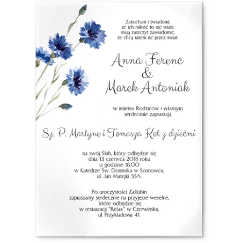 Zaproszenia ślubne Sweet Love- Akrylowe Motyw 1