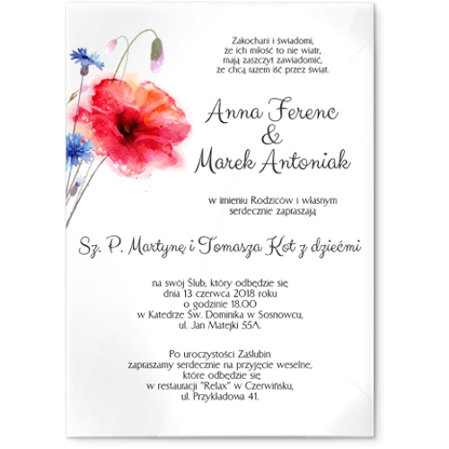 Zaproszenia ślubne Sweet Love- Akrylowe Motyw 2