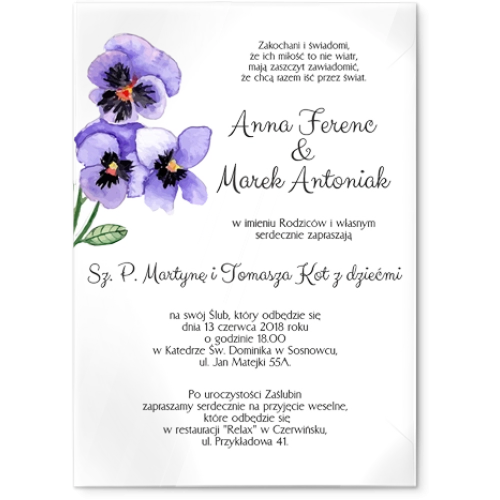 Zaproszenia ślubne Sweet Love- Akrylowe Motyw 3