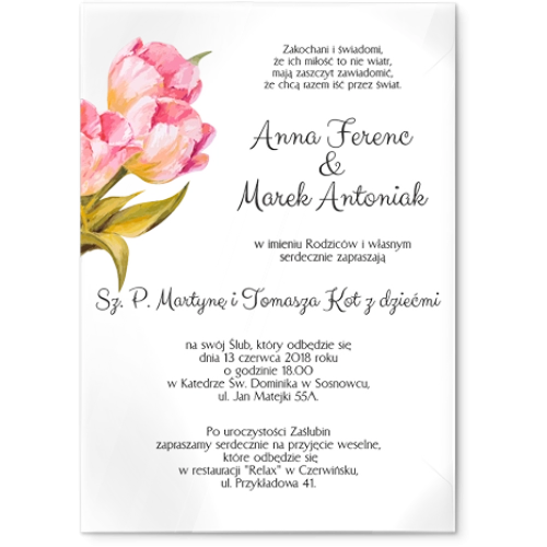 Zaproszenia ślubne Sweet Love- Akrylowe Motyw 4