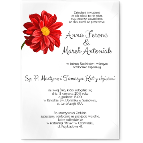 Zaproszenia ślubne Sweet Love- Akrylowe Motyw 5