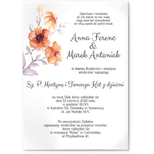 Zaproszenia ślubne Sweet Love- Akrylowe Motyw 6