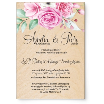 Zaproszenia ślubne Geometryczne Serce - Drewniane Motyw 1