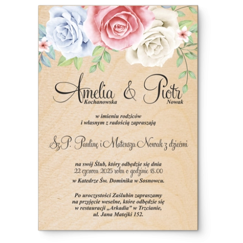 Zaproszenia ślubne Geometryczne Serce - Drewniane Motyw 3