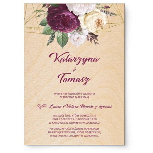 Zaproszenia ślubne Modena - Drewniane Motyw 1