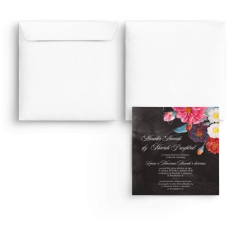 Zaproszenia ślubne Black Flowers - Kwadrat Motyw 1