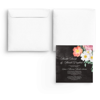 Zaproszenia ślubne Black Flowers - Kwadrat Motyw 3