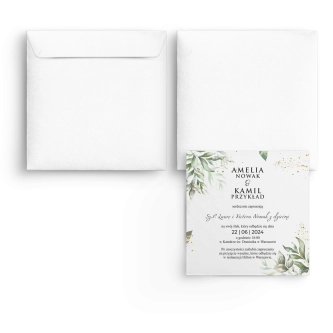 Zaproszenia ślubne Leaves - Kwadrat Motyw 1