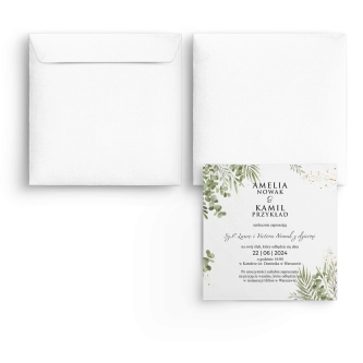 Zaproszenia ślubne Leaves - Kwadrat Motyw 2