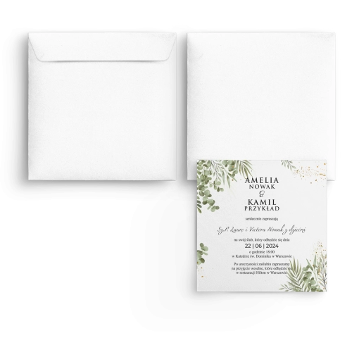 Zaproszenia ślubne Leaves - Kwadrat Motyw 2