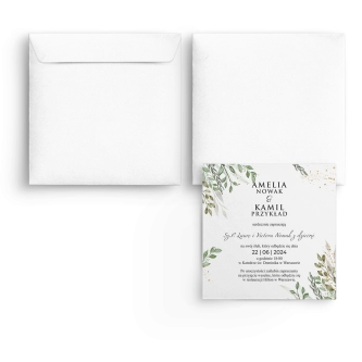 Zaproszenia ślubne Leaves - Kwadrat Motyw 3