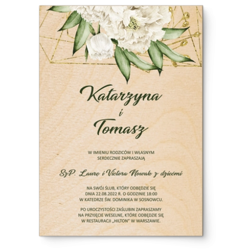 Zaproszenia ślubne Modena - Drewniane Motyw 3