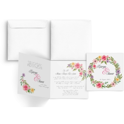 Zaproszenia ślubne Akwarelowe Wianki - Motyw 5