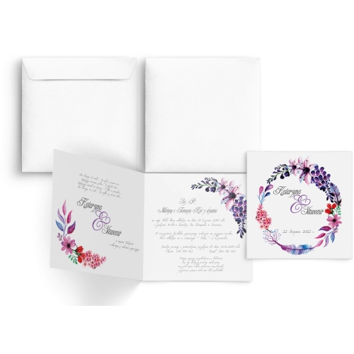 Zaproszenia ślubne Akwarelowe Wianki - Motyw 7