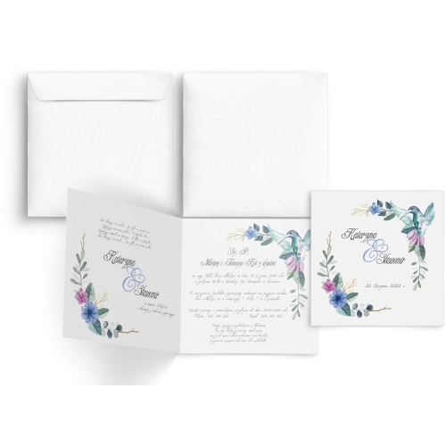 Zaproszenia ślubne Akwarelowe Wianki - Motyw 8