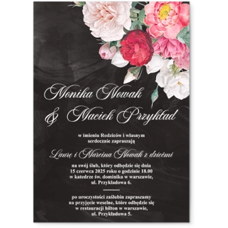Zaproszenia ślubne Black Flowers - Akrylowe Motyw 3