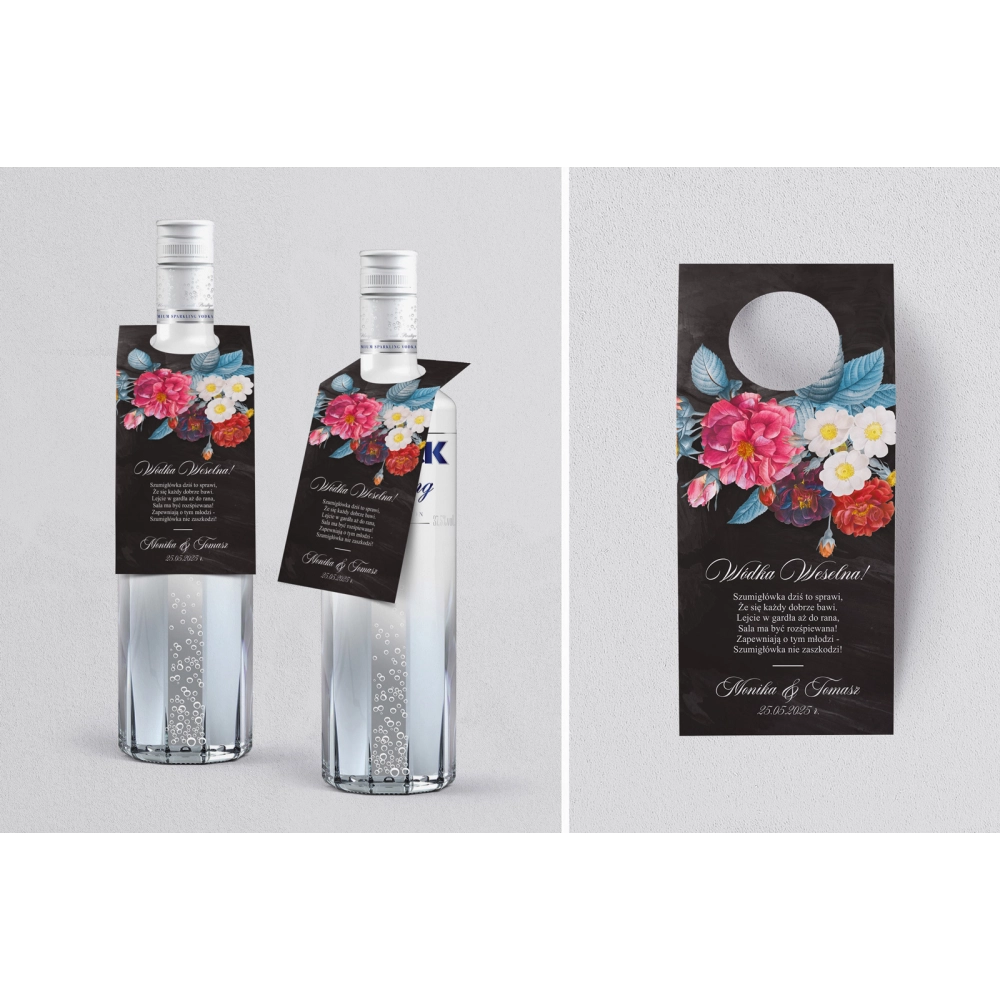 Zawieszka na alkohol oczko Black Flowers - Motyw 1