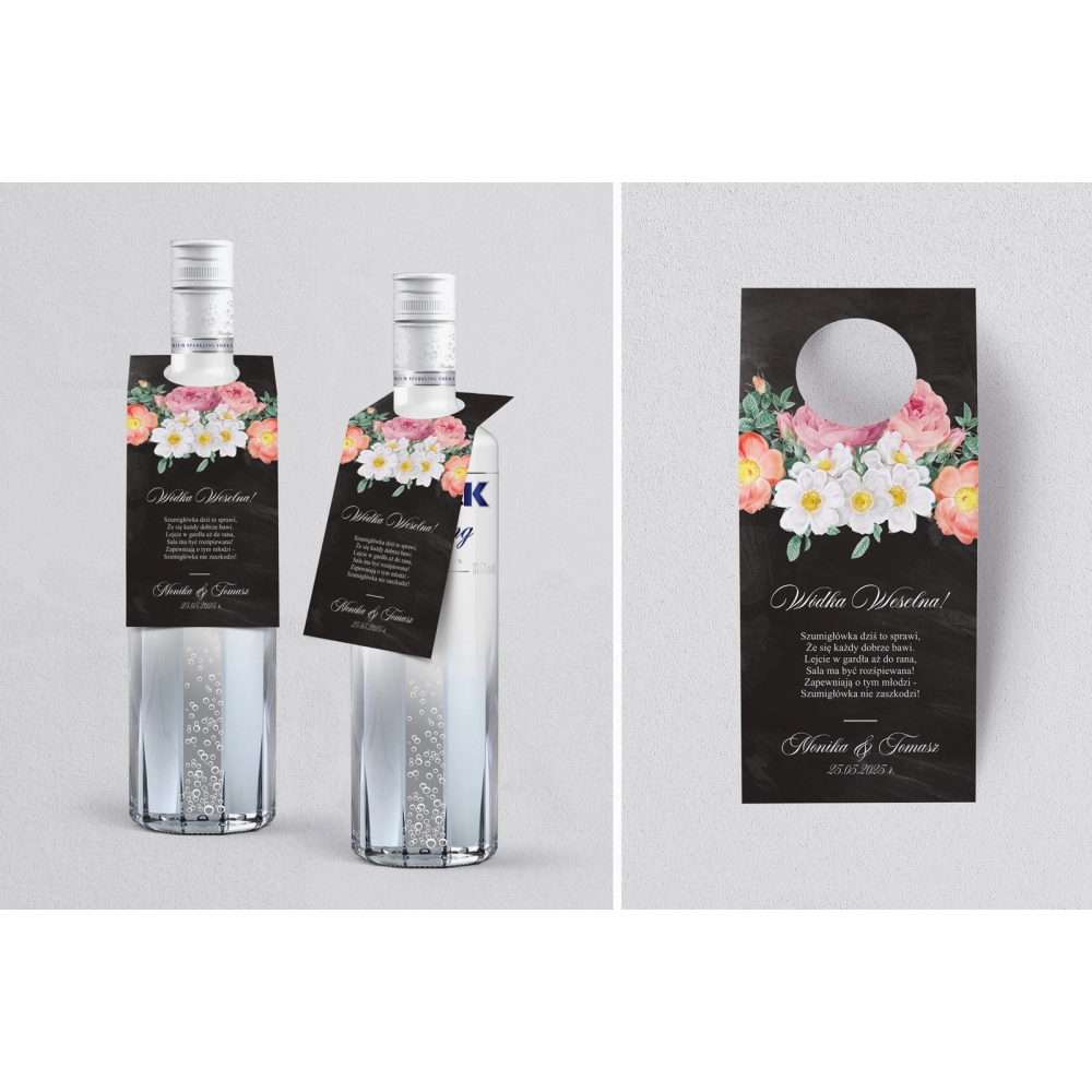 Zawieszka na alkohol oczko Black Flowers - Motyw 3