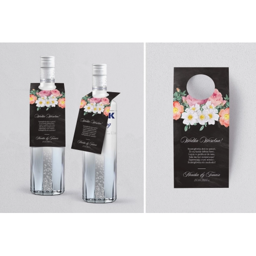 Zawieszka na alkohol oczko Black Flowers - Motyw 3
