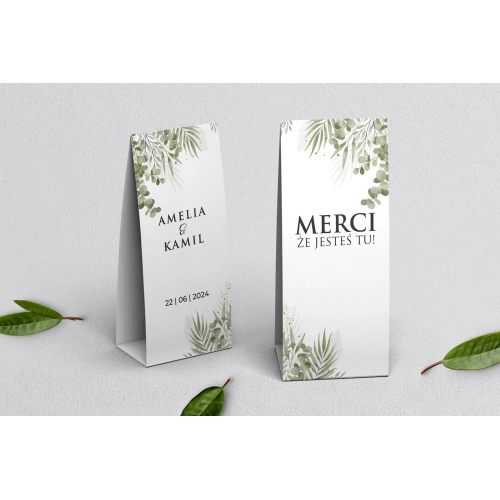 Podziękowanie Merci - Pudełeczko Leaves Motyw 2
