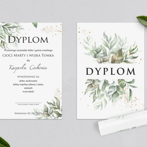 Dyplomy dla Dzieci - Leaves Motyw 1