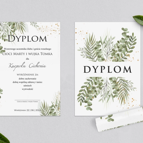 Dyplomy dla Dzieci - Leaves Motyw 2