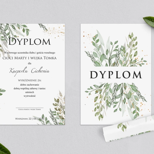 Dyplomy dla Dzieci - Leaves Motyw 3