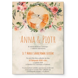 Zaproszenia ślubne Animals - Drewniane Motyw 1