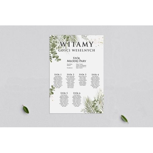 Plan stołów weselnych Leaves - Motyw 2