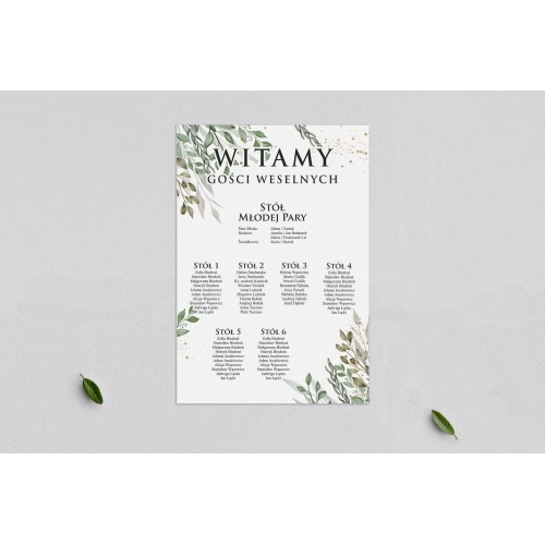 Plan stołów weselnych Leaves - Motyw 3