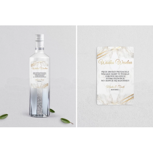 Naklejki na alkohol - Marmur i Złoto Motyw 1