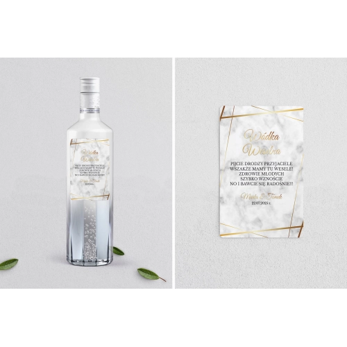 Naklejki na alkohol - Marmur i Złoto Motyw 2