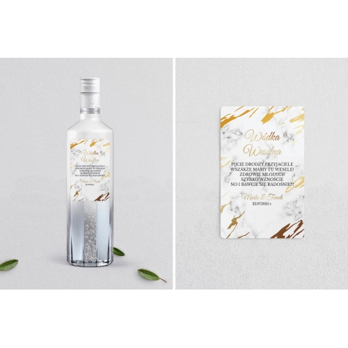 Naklejki na alkohol - Marmur i Złoto Motyw 3