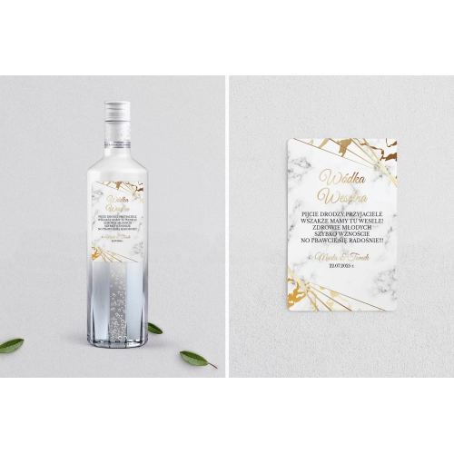 Naklejki na alkohol - Marmur i Złoto Motyw 4