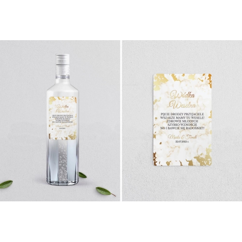 Naklejki na alkohol - Marmur i Złoto Motyw 5