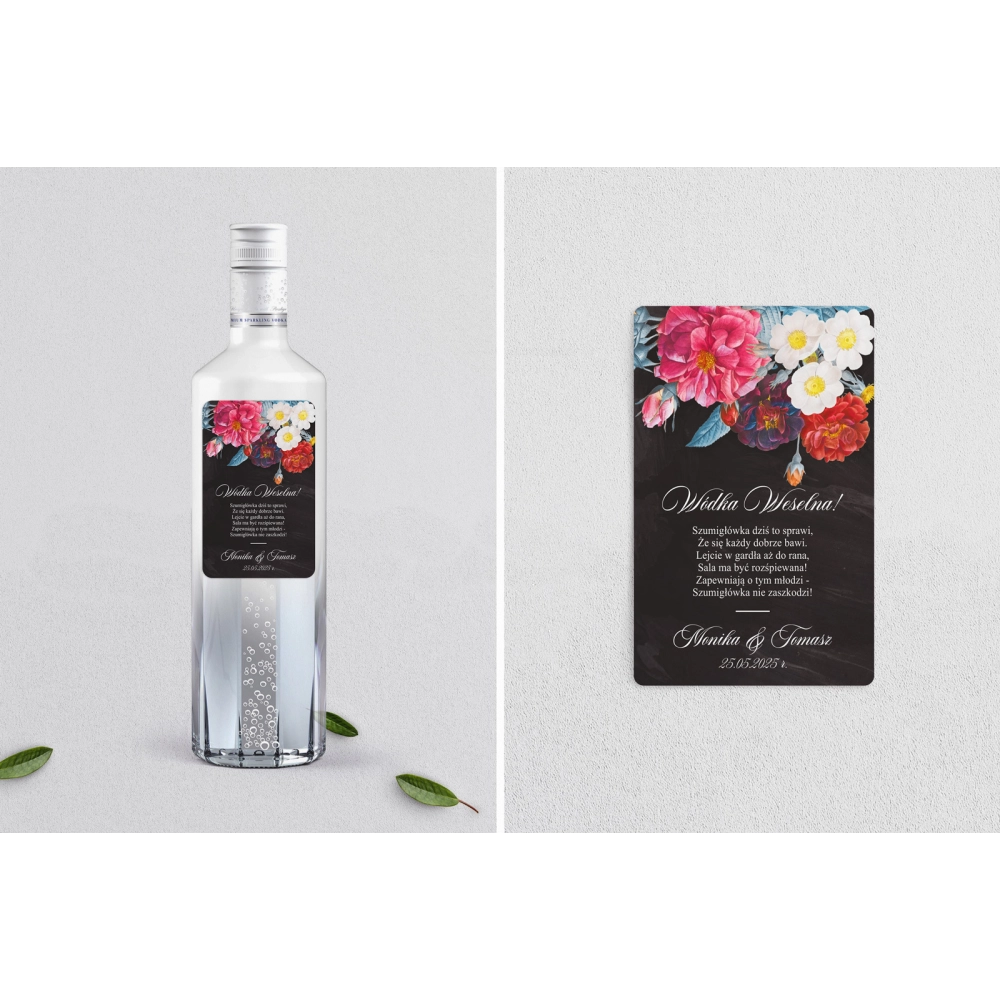 Naklejki na alkohol - Black Flowers - Motyw 1