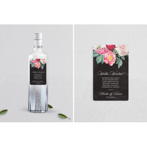 Naklejki na alkohol - Black Flowers - Motyw 2