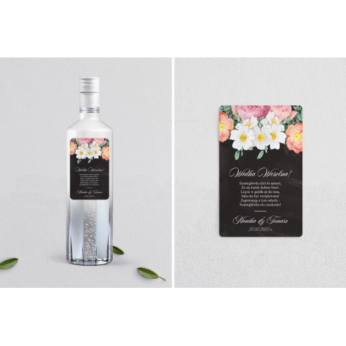 Naklejki na alkohol - Black Flowers - Motyw 3